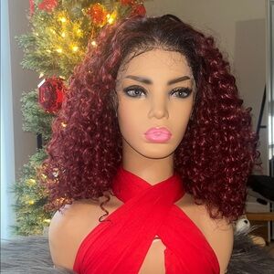 Curly Burgundy Lace Front Wig